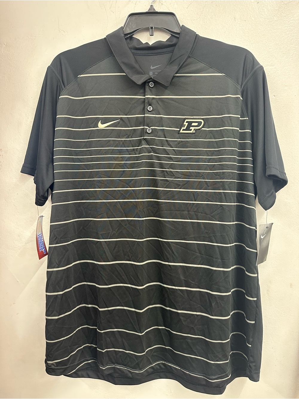 Nike Purdue Boilermakers college Black Striped Polo Shirt size XXL men’s NWT
